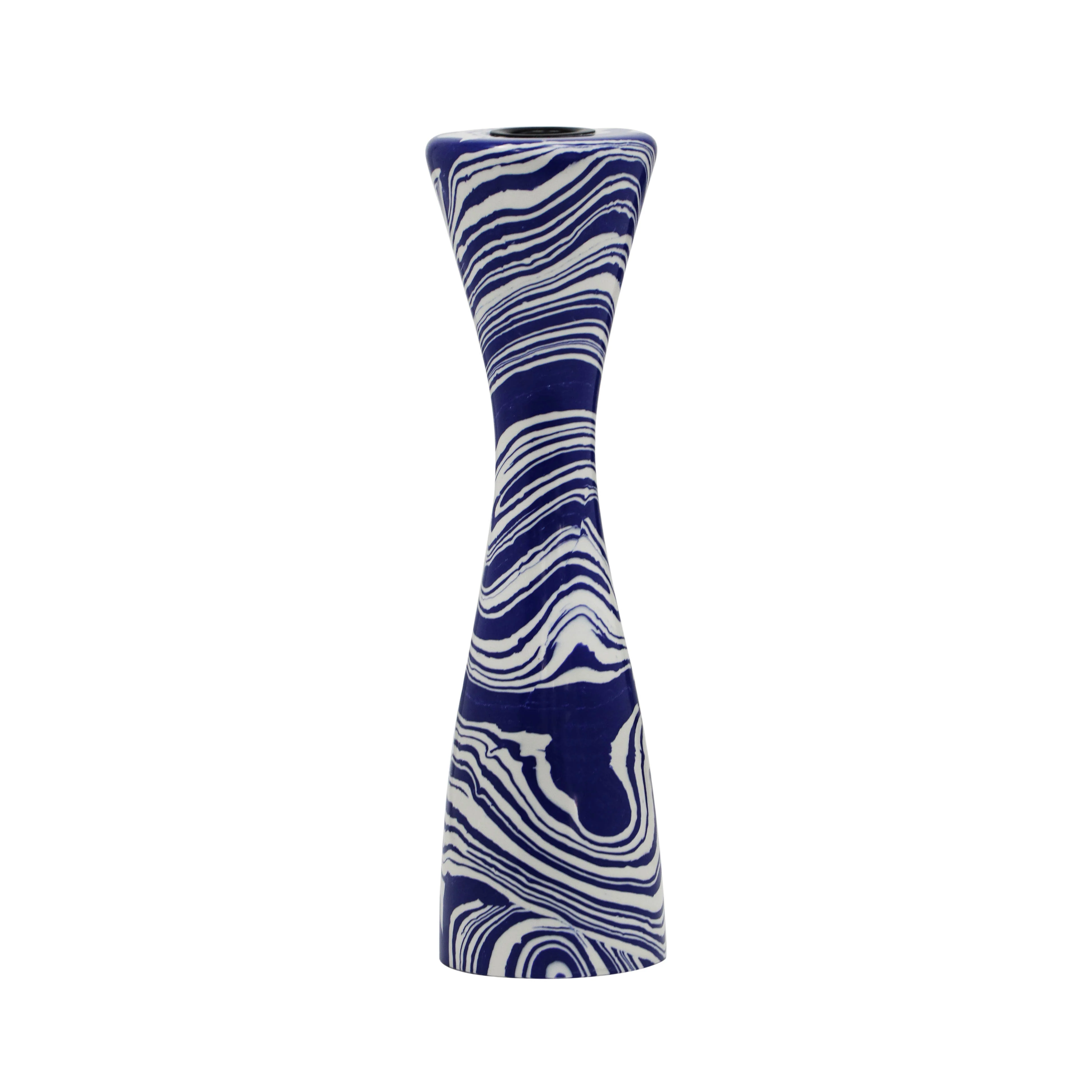 Serene Blue & White Swirl Resin Candlestick - Image 3