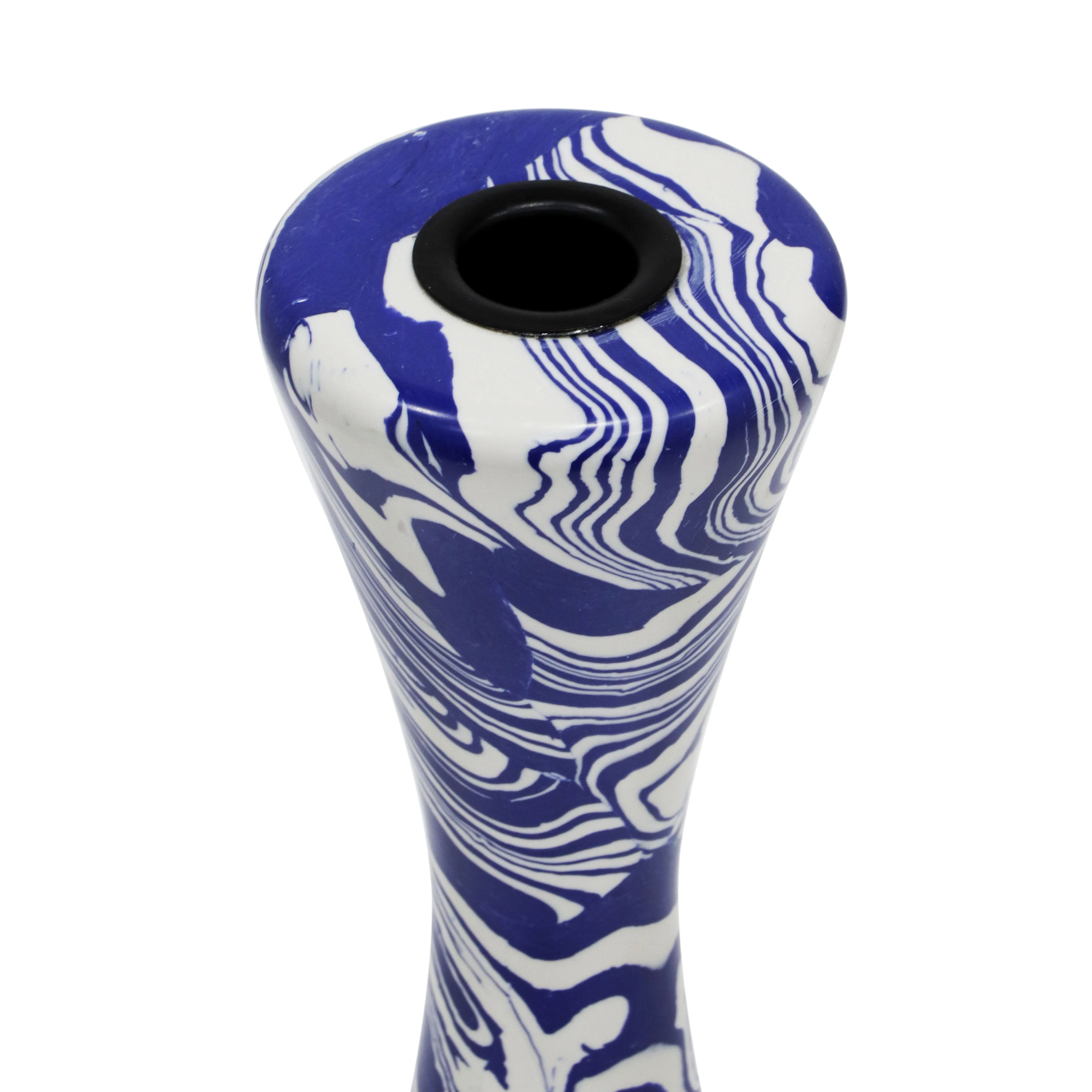 Serene Blue & White Swirl Resin Candlestick - Image 4