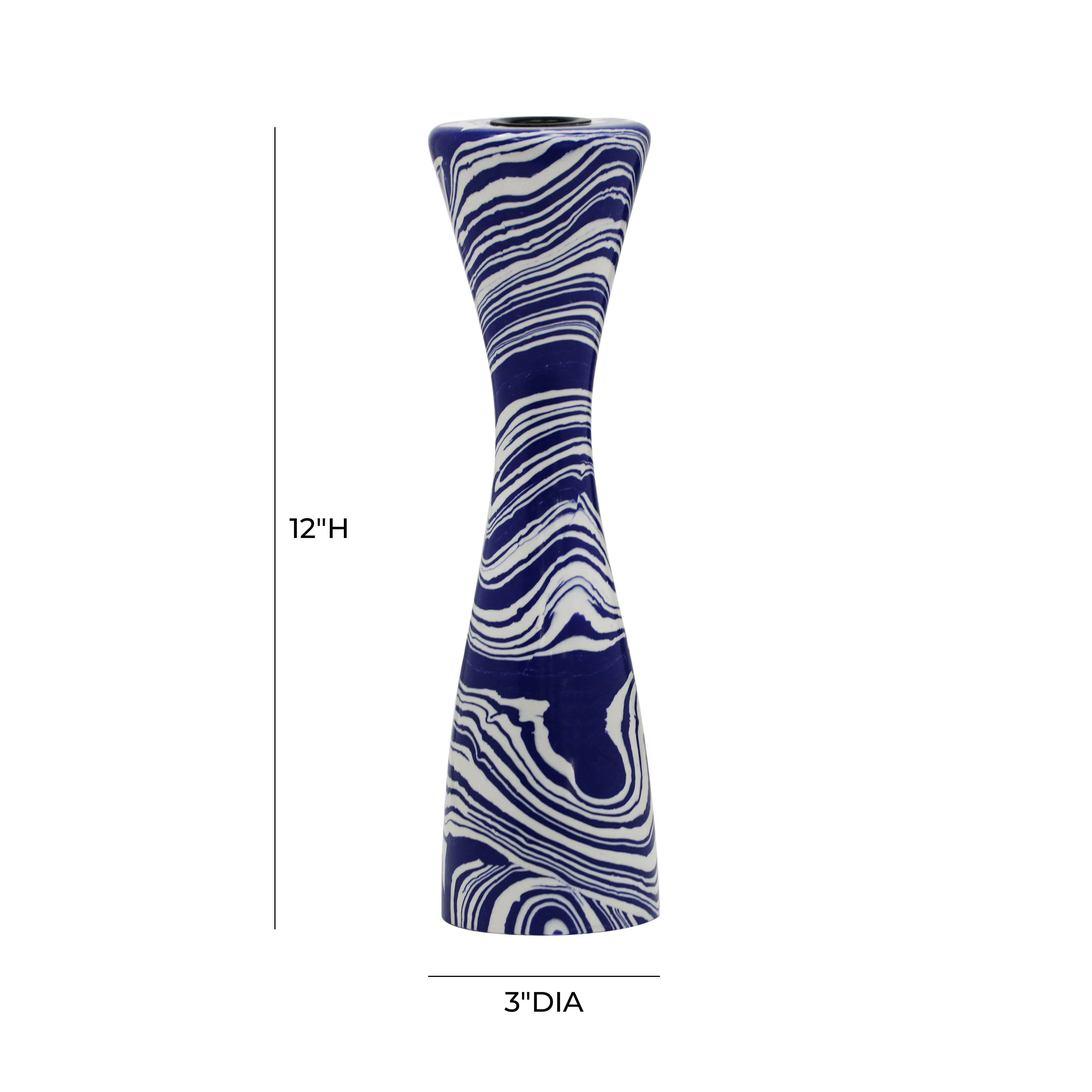 Serene Blue & White Swirl Resin Candlestick - Image 6
