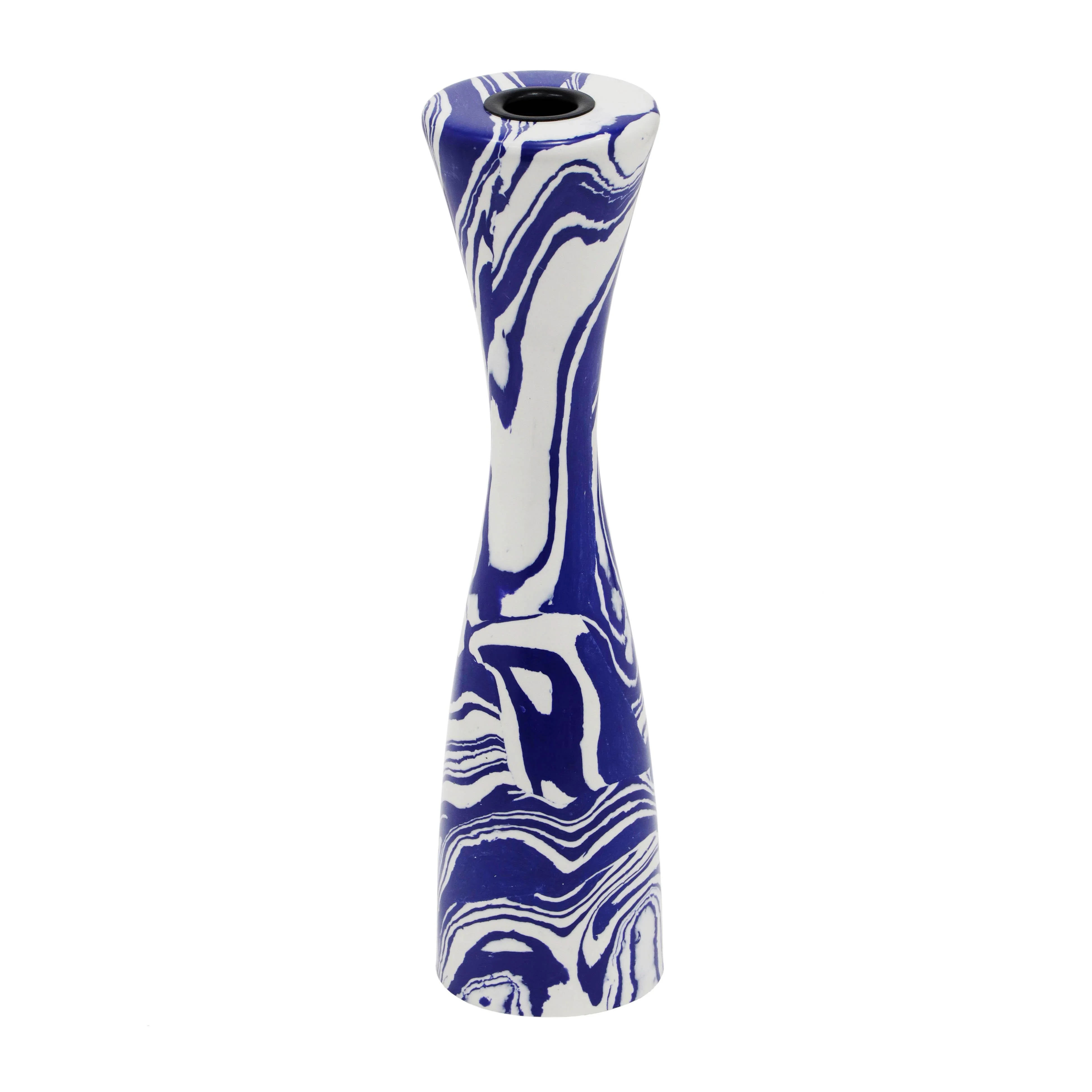 Serene Blue & White Swirl Resin Candlestick - Image 7