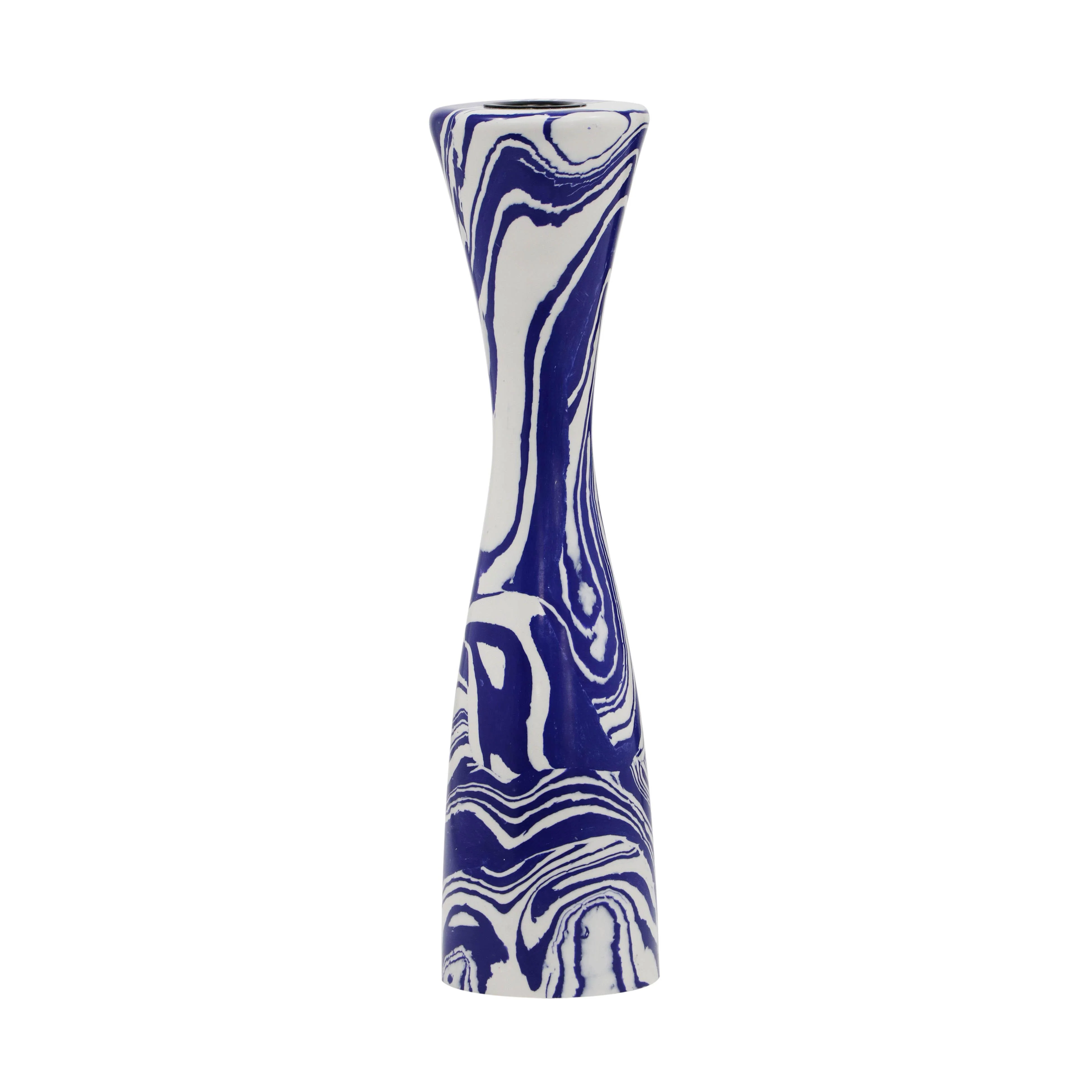 Serene Blue & White Swirl Resin Candlestick - Image 9
