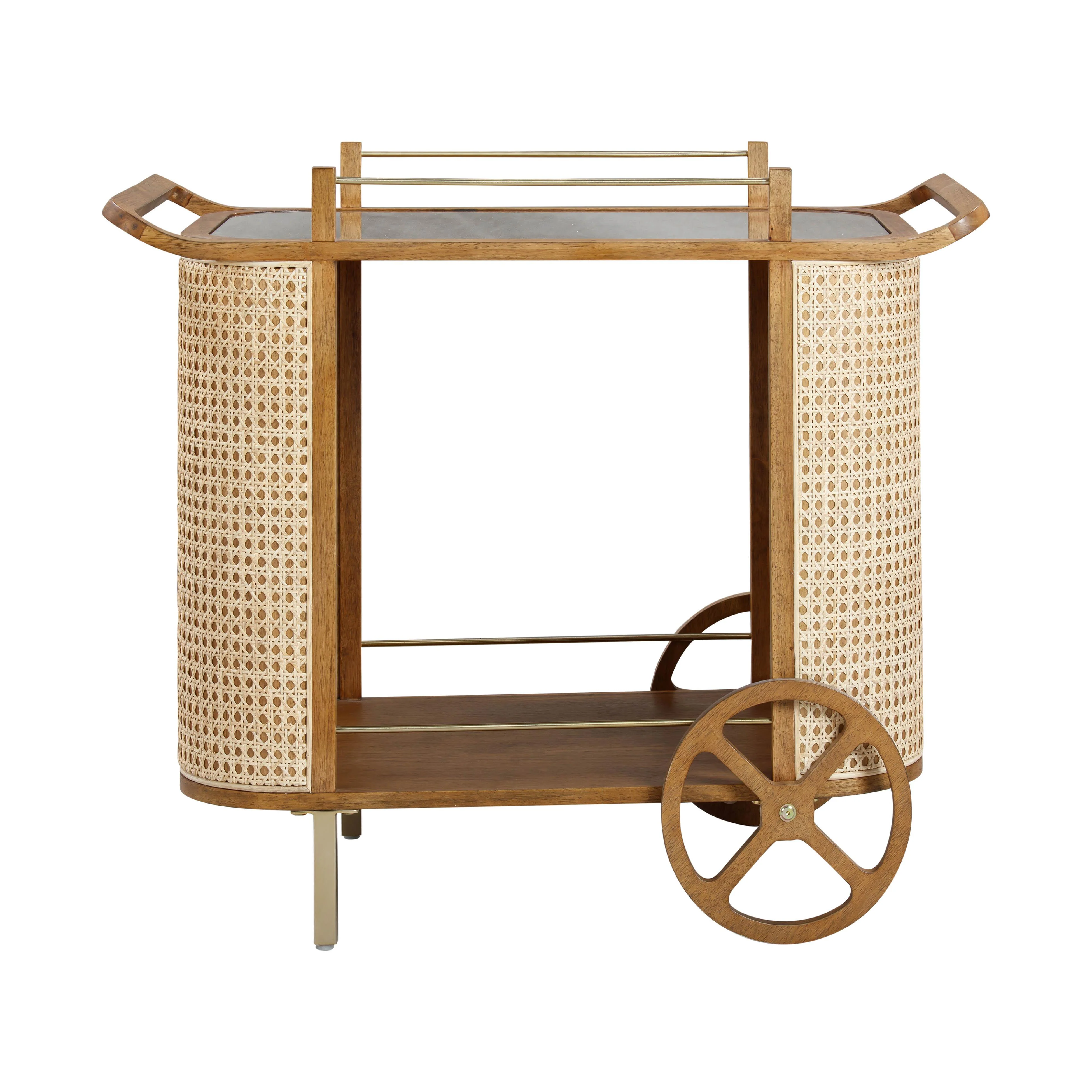 Yuma Natural Rattan Bar Cart - Image 3