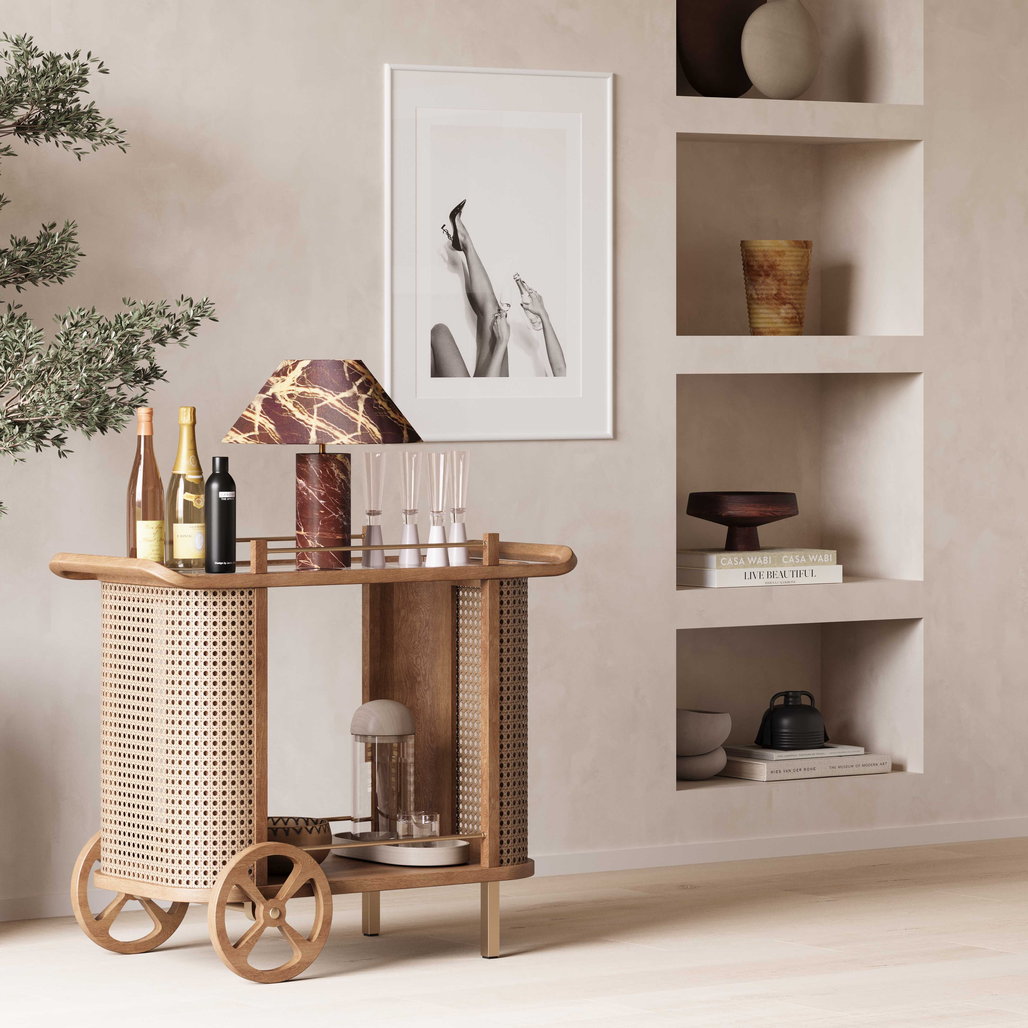 Yuma Natural Rattan Bar Cart - Image 9